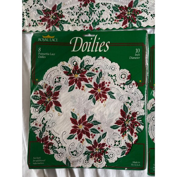 Royal Lace Poinsettia Lace Placemats & Doilies Sets - Picture 3 of 12